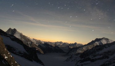 The view from the CERN Observatory of the Alps at sunset.