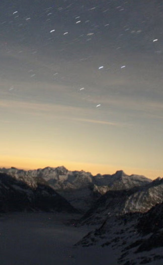 The view from the CERN Observatory of the Alps at sunset.