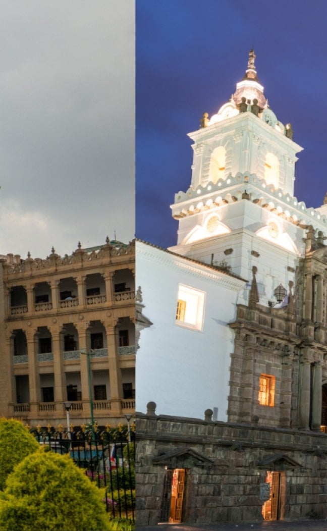 Buildings in Bangalore, India, and Quito, Ecuador