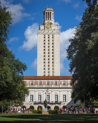 Main Building and UT Tower on the UT Austin campus