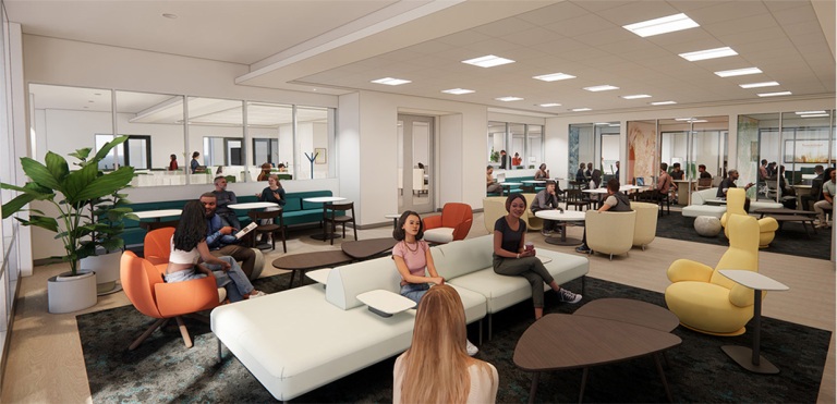 Equally impressive is the innovative Global Lounge, featuring state-of-the-art technology for making virtual connections with friends from around the world at hybrid events, as well as ample space for in-person gatherings. 