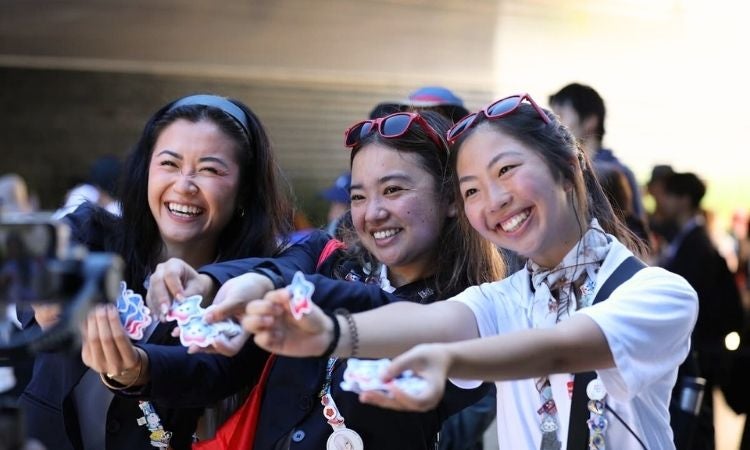 World Expo Youth Ambassador Anna Esaka with friends at the expo