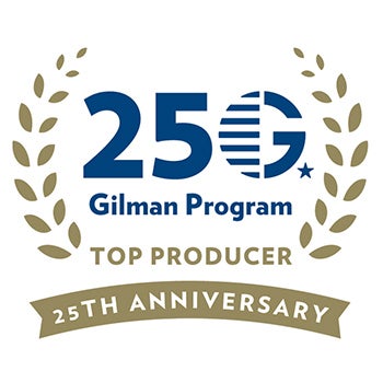 Graphic crest for the Gilman Program 25th Anniversary Top Producer
