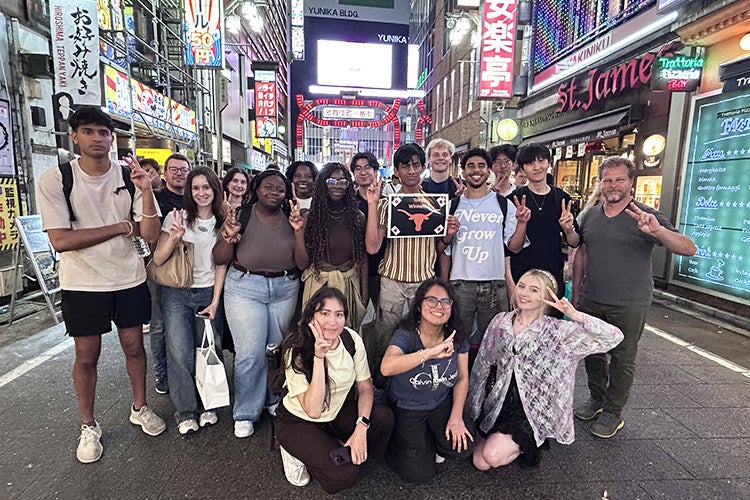 Students from Brian Korgel's May Term in Japan gather in Tokyo