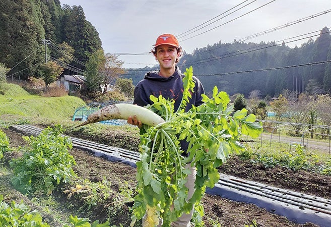 Along the way, during his reciprocal exchange year at Kyoto University, Vaca immersed himself in spaces that exposed him to innovative agriculture practices and the challenges that face rural communities experiencing population decline.&nbsp; 